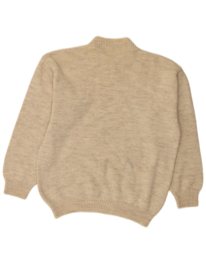 VINTAGE Herre Crew Neck sweater Medium Beige Argyle/Diamond