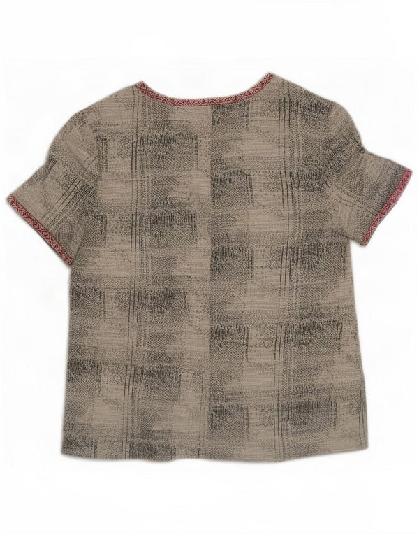 Zara abstrakt mønster blusetop til kvinder UK 16 Large Grey