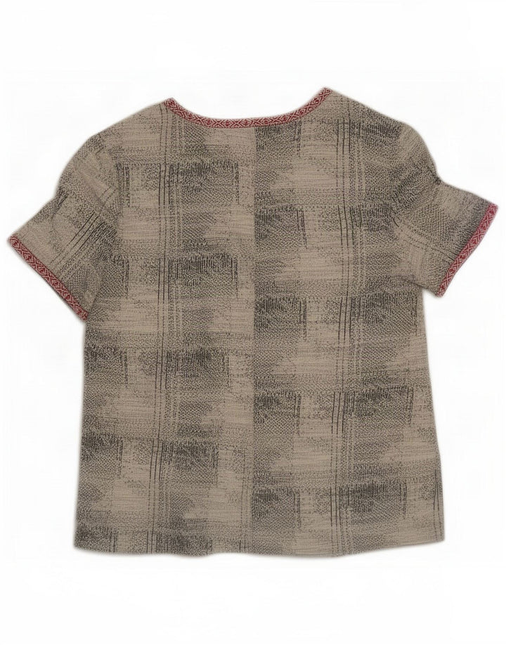 Zara abstrakt mønster blusetop til kvinder UK 16 Large Grey