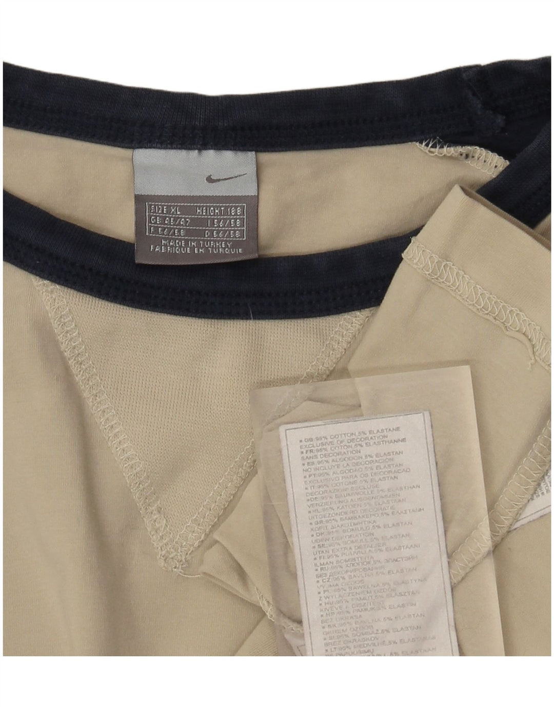 Nike Herre Top Langærmet UK 45/47 XL Beige Colourblock Bomuld