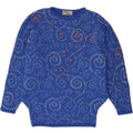 VINTAGE Womens Abstract Pattern Crew Neck Jumper Sweater UK 16 Large Blue Vintage Vintage and Second-Hand Vintage from Messina Hembry 