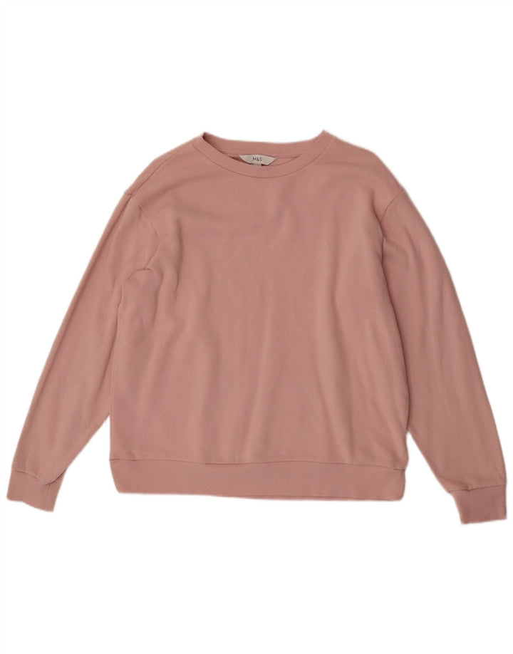 Marks & Spencer Dame Oversized Sweatshirt Jumper UK 14 Medium Pink Bomuld
