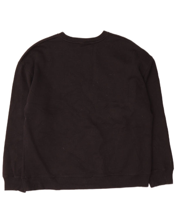 Zara Womens Grafisk Oversized Sweatshirt Jumper UK 10 Small Black Bomuld