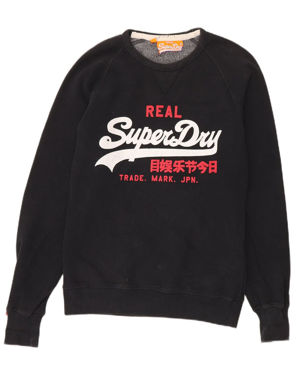 Superdry grafisk sweatshirt til mænd, medium sort bomuld