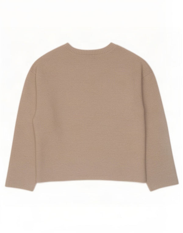 Zara Dame Boat Neck Jumper Sweater UK 14 Medium Beige