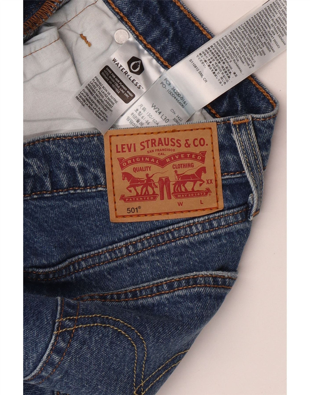 LEVI'S Dame 501 Straight Jeans W24 L28 Blå Bomuld