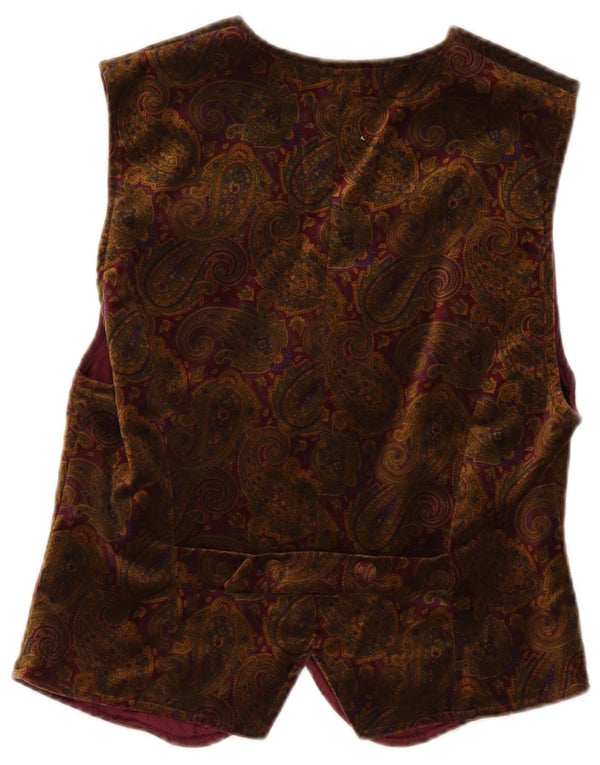 Vintage dame fløjlsvest UK 12 Medium Brown Paisley
