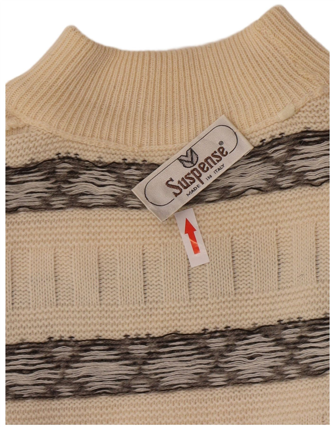 Suspense Herre Turtle Neck Jumper Sweater IT 52 Large Off White stribet uld