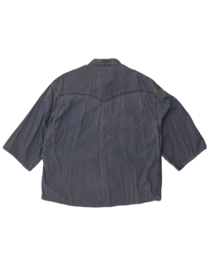 Wrangler kortærmet denimskjorte til mænd mellemblå