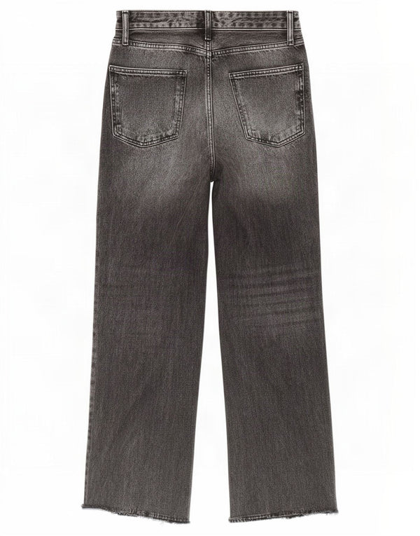 Zara Dame Jeans med høj talje og brede ben EU 34 2XS W24 L31 Grå Bomuld