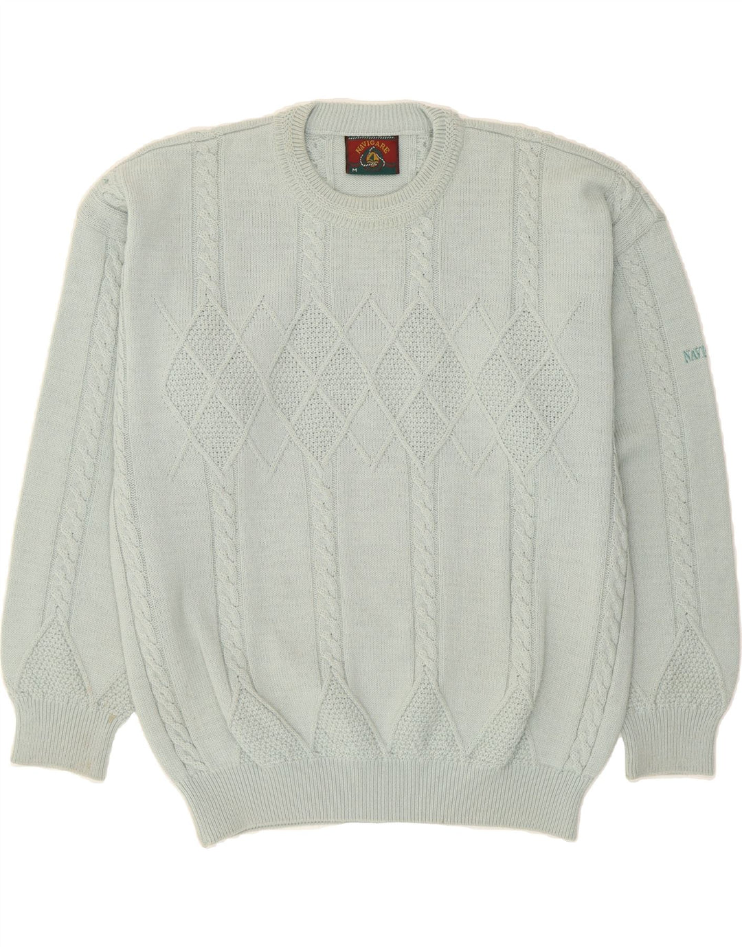 NAVIGARE Mens Crew Neck Jumper Sweater Medium Blue Wool Vintage Navigare and Second-Hand Navigare from Messina Hembry 