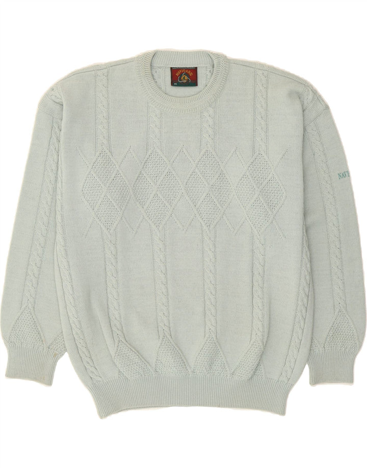 NAVIGARE Mens Crew Neck Jumper Sweater Medium Blue Wool Vintage Navigare and Second-Hand Navigare from Messina Hembry 