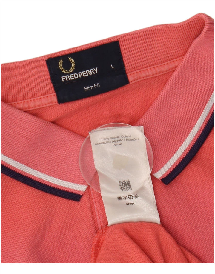 Fred Perry Herre Slim Fit Polo Shirt Stor Pink Bomuld