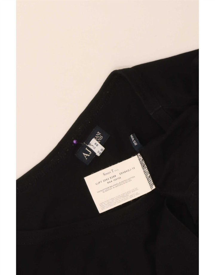 Armani Dame Grafisk Top Langærmet UK 12 Medium Sort Bomuld