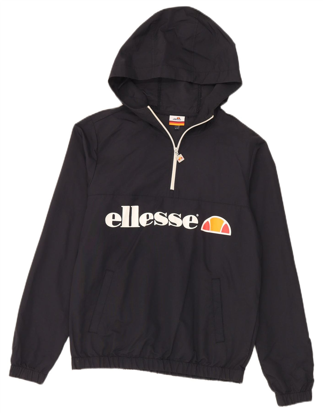 Ellesse Herre Zip Neck Grafisk Hoodie Jumper Lille Sort Polyamid