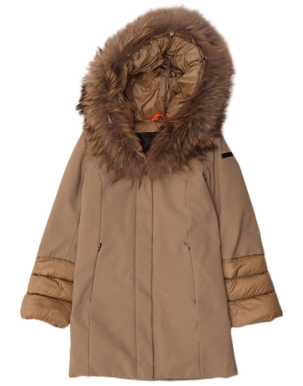 Roberto Ricci Designs Polstret frakke med hætte til piger 15-16 år Beige Nylon