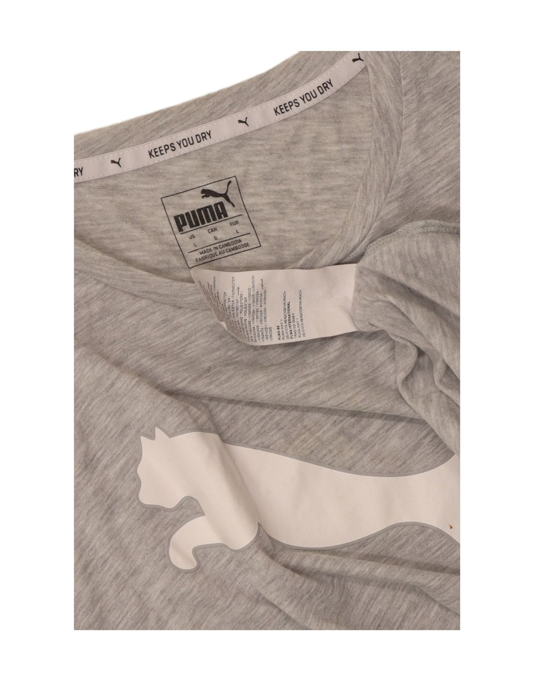 Puma Grafisk T-shirt top til kvinder DK 14 Stor grå flækket polyester