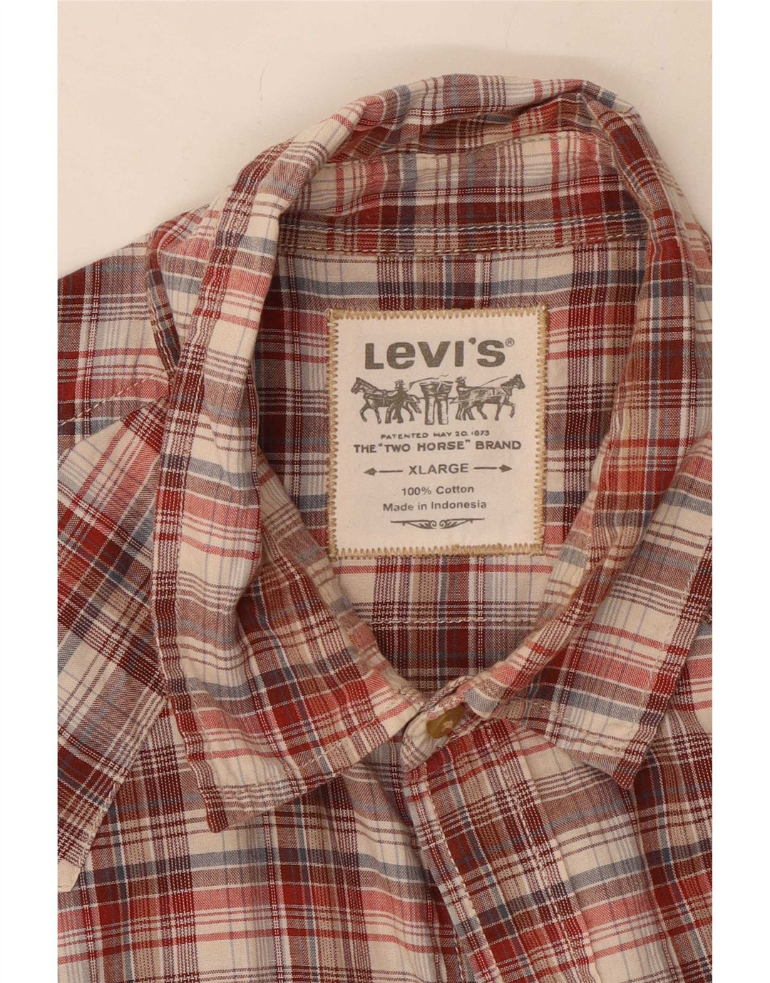 Levi's kortærmet herreskjorte XL brun ternet bomuld