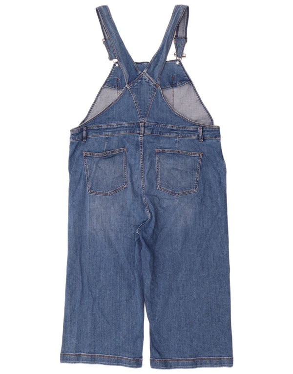 Fat Face Dame Clayton Dungarees Capri Jeans UK 22 3XL W44 L20 Blå Bomuld