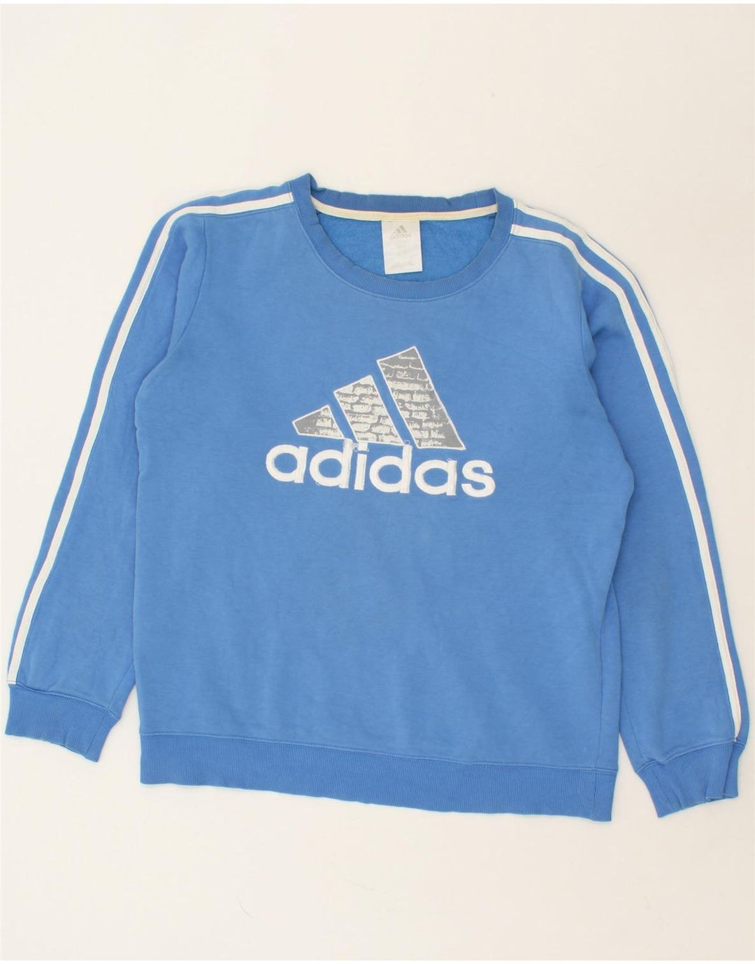 ADIDAS Mens Graphic Sweatshirt Jumper Small Blue Cotton Vintage Adidas and Second-Hand Adidas from Messina Hembry 