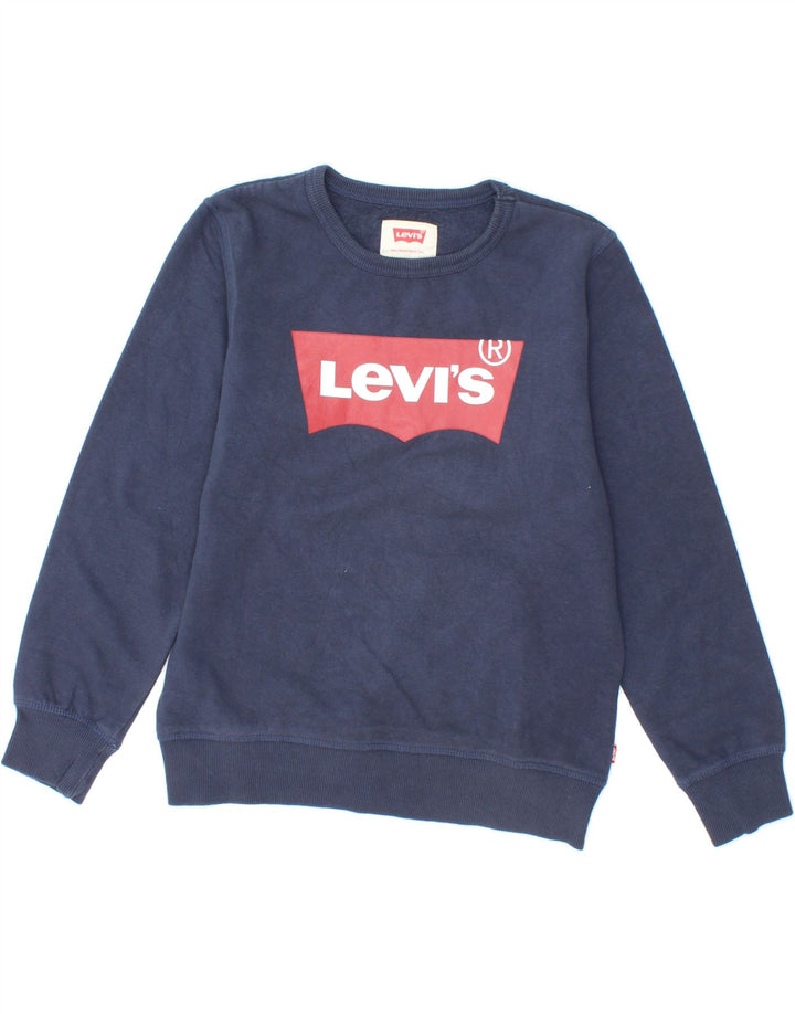 LEVI'S Boys Graphic Sweatshirt Jumper 11-12 Years Navy Blue Cotton Vintage Levi's and Second-Hand Levi's from Messina Hembry 