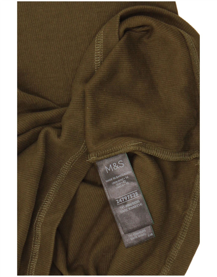 Marks & Spencer Dametop Langærmet UK 14 Stor Khaki Bomuld