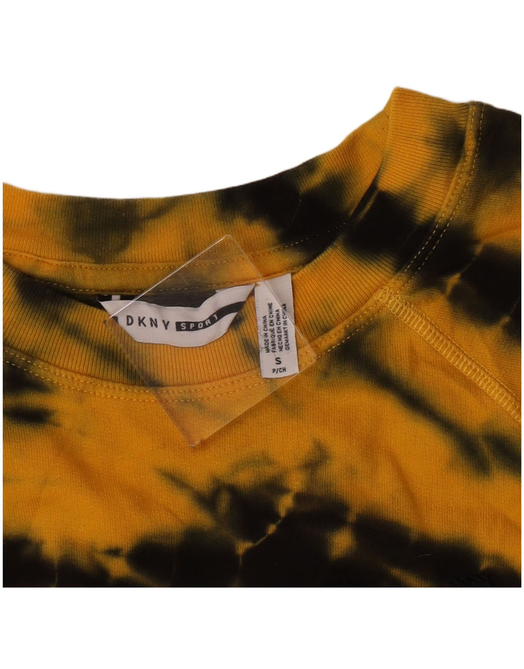 Dkny Womens Oversized Grafisk Sweatshirt Jumper UK 10 Small Yellow Tie Dye