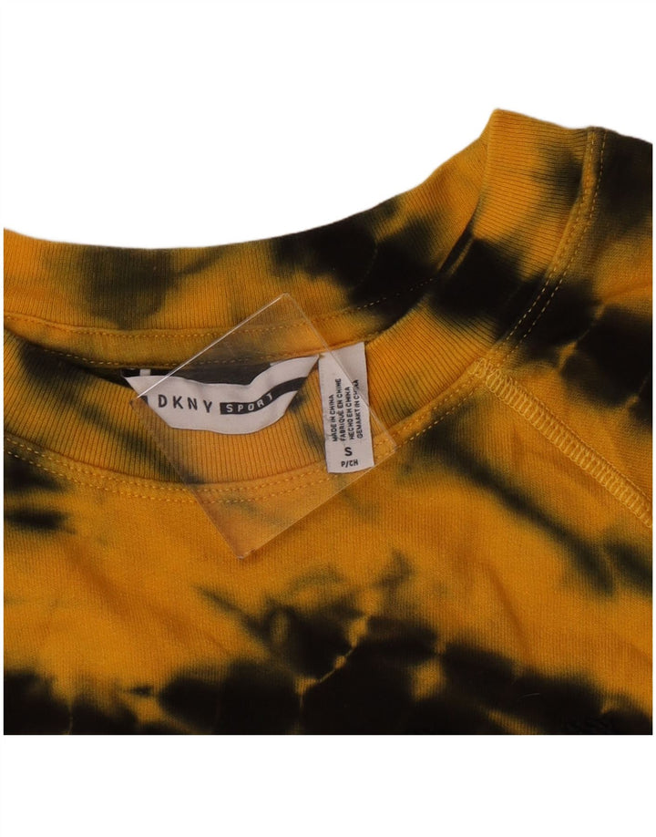 Dkny Womens Oversized Grafisk Sweatshirt Jumper UK 10 Small Yellow Tie Dye