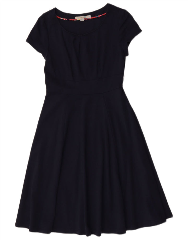 Boden Dame A-Line Kjole UK 12 Medium Navy Blue Bomuld