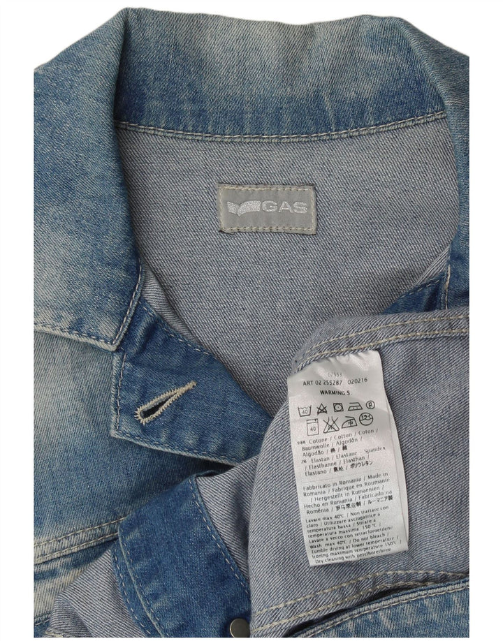 GAS Dame Crop Denim Jacket UK 10 Small Blue Cotton