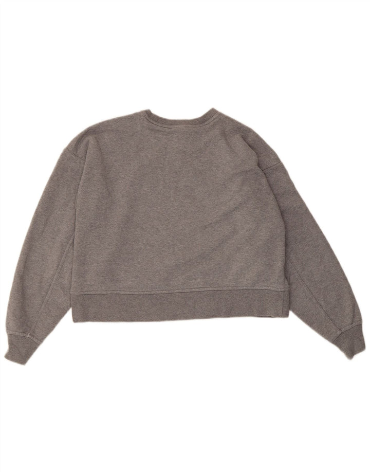 NIKE Dame Dri Fit Oversized grafisk sweatshirt Jumper UK 6 XS Grå