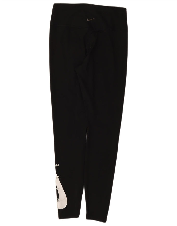 Nike Dame Dri Fit Grafiske Leggings UK 12 Medium Sort Polyester
