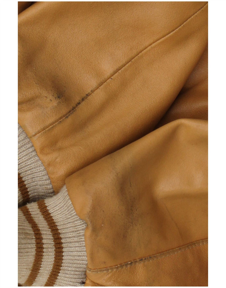 Vintage Herre Bomber Læderjakke UK 42 XL Beige Læder