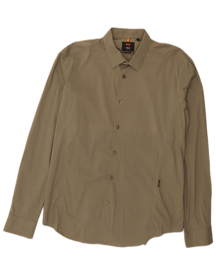 Carrera Herre Slim Fit Skjorte Stor Khaki Bomuld