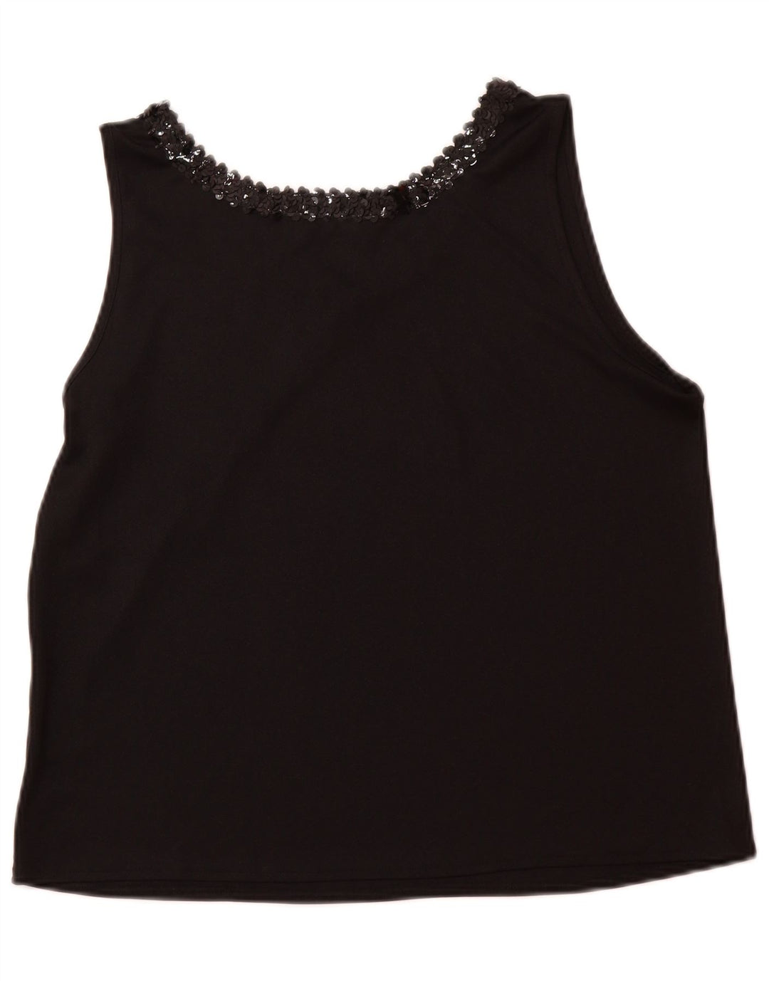 VINTAGE Womens Sleeveless Blouse Top EU 42 Large Black Polyester