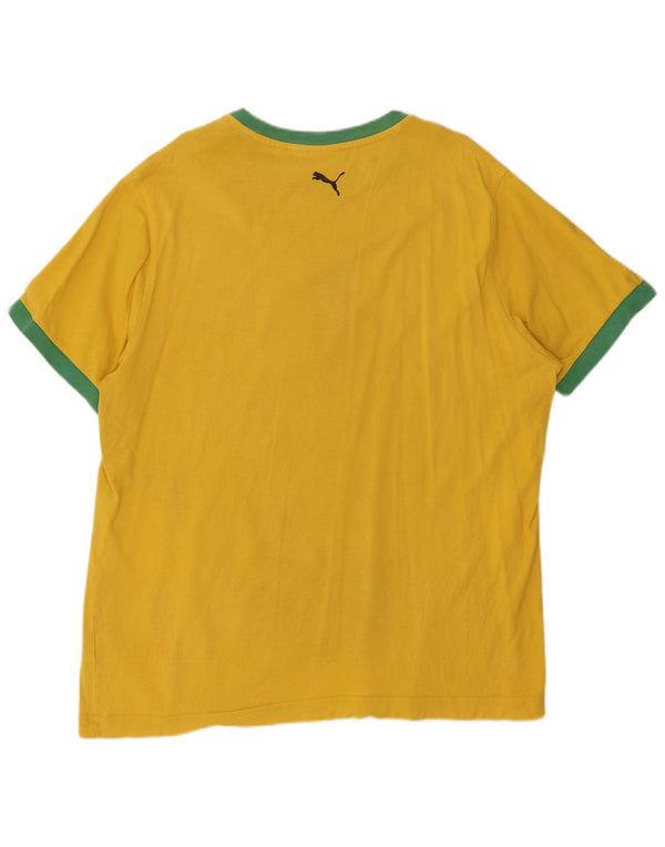 Puma Herre Grafisk T-Shirt Top XL Gul Colourblock Bomuld