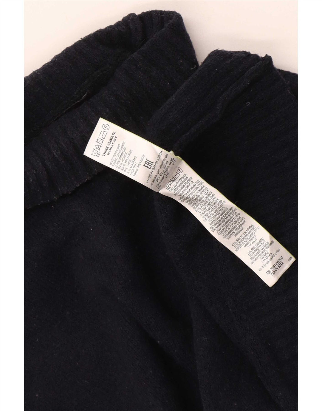 Marks & Spencer Dame Rullehals sweater UK 14 Medium Navy Blue