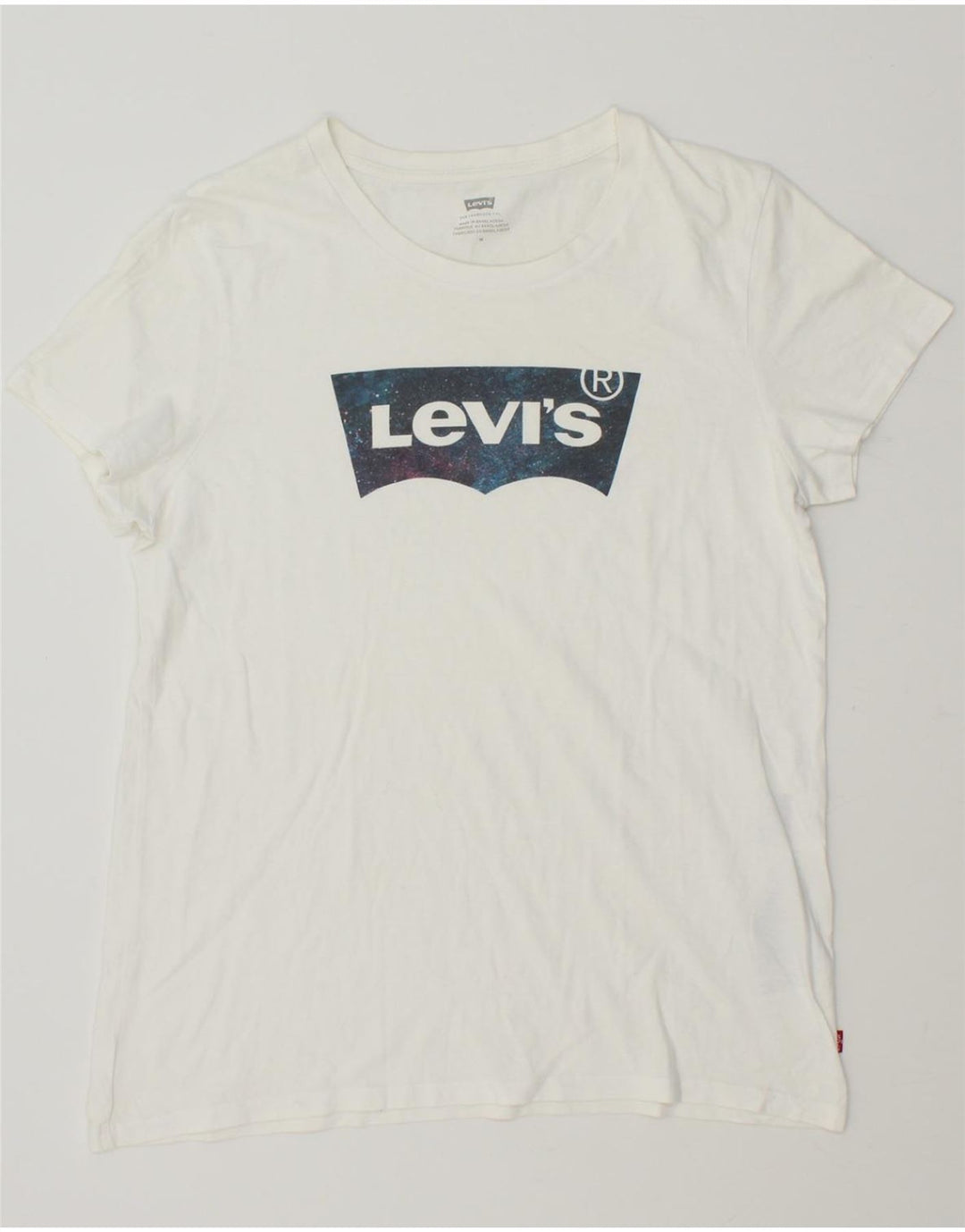 LEVI'S Womens Graphic T-Shirt Top UK 14 Medium White Cotton Vintage Levi's and Second-Hand Levi's from Messina Hembry 