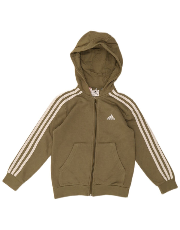 Adidas drenge hættetrøje med lynlås hættetrøje 7-8 år Grøn bomuld