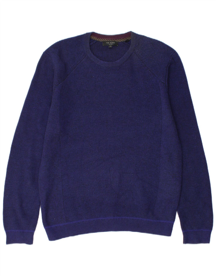 Ted Baker Herre Crew Neck Jumper Sweater Størrelse 4 Large Navy Blue Polyester