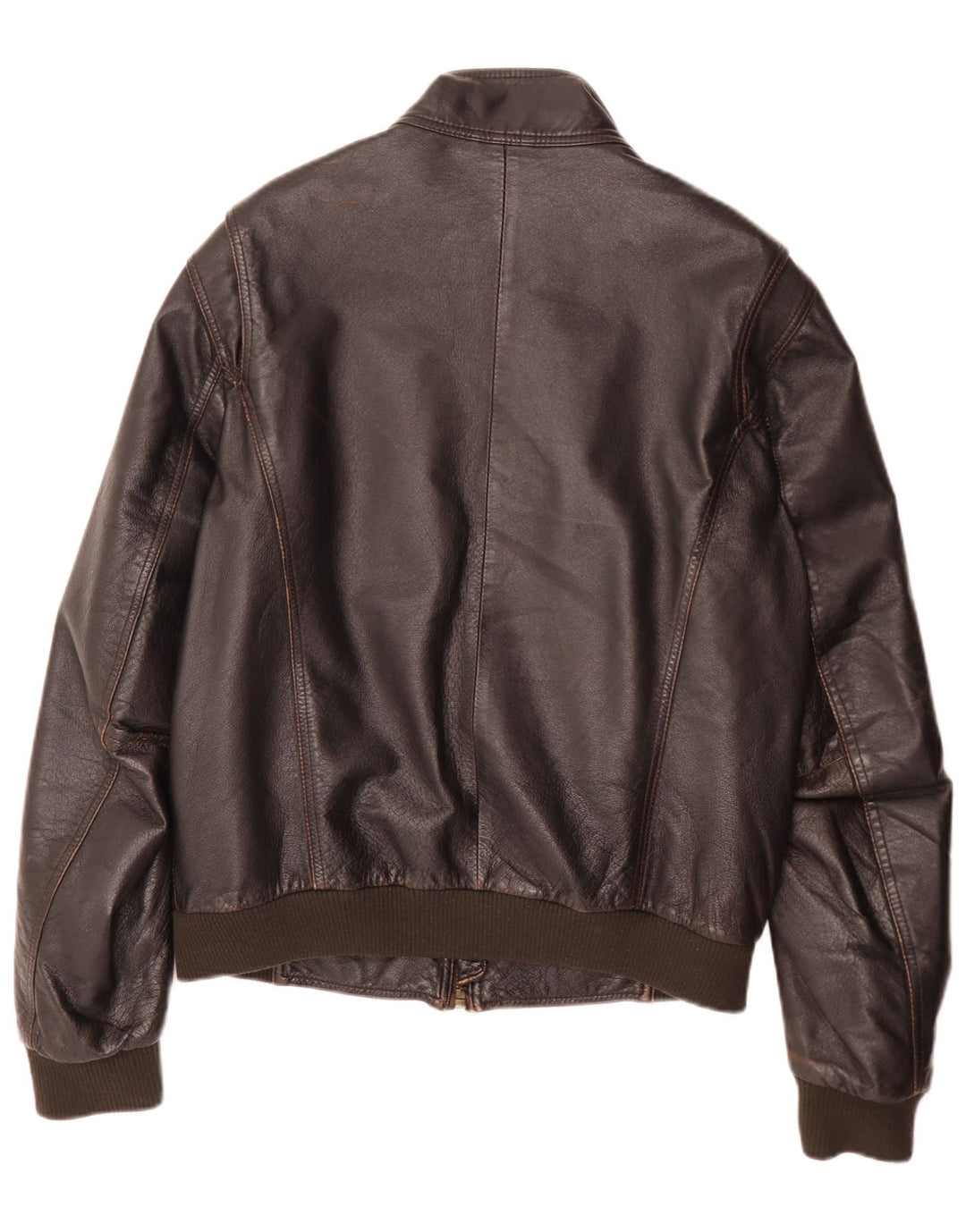 Vintage Herre Læder Bomber Jacket IT 52 XL Brun Retro