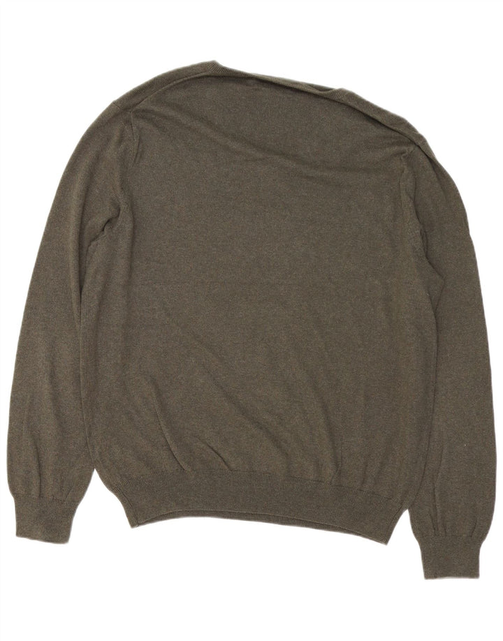 J. CREW Herre V-hals sweater Stor Khaki Bomuld