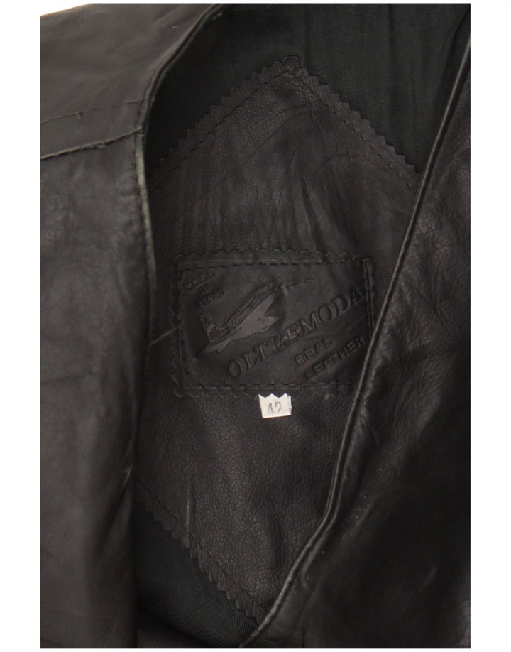 Oltremoda Dame Læder Gilet IT 42 Medium Sort Læder