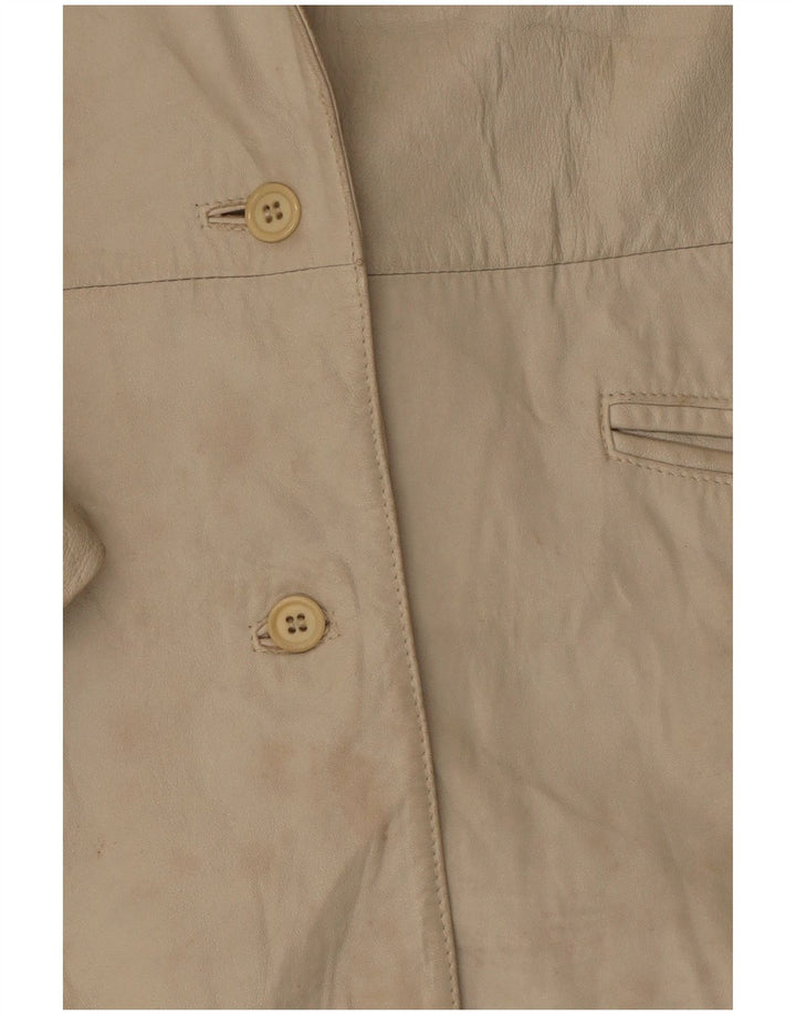 Marcos Dame 2-knaps læder blazerjakke IT 44 Medium Beige Læder