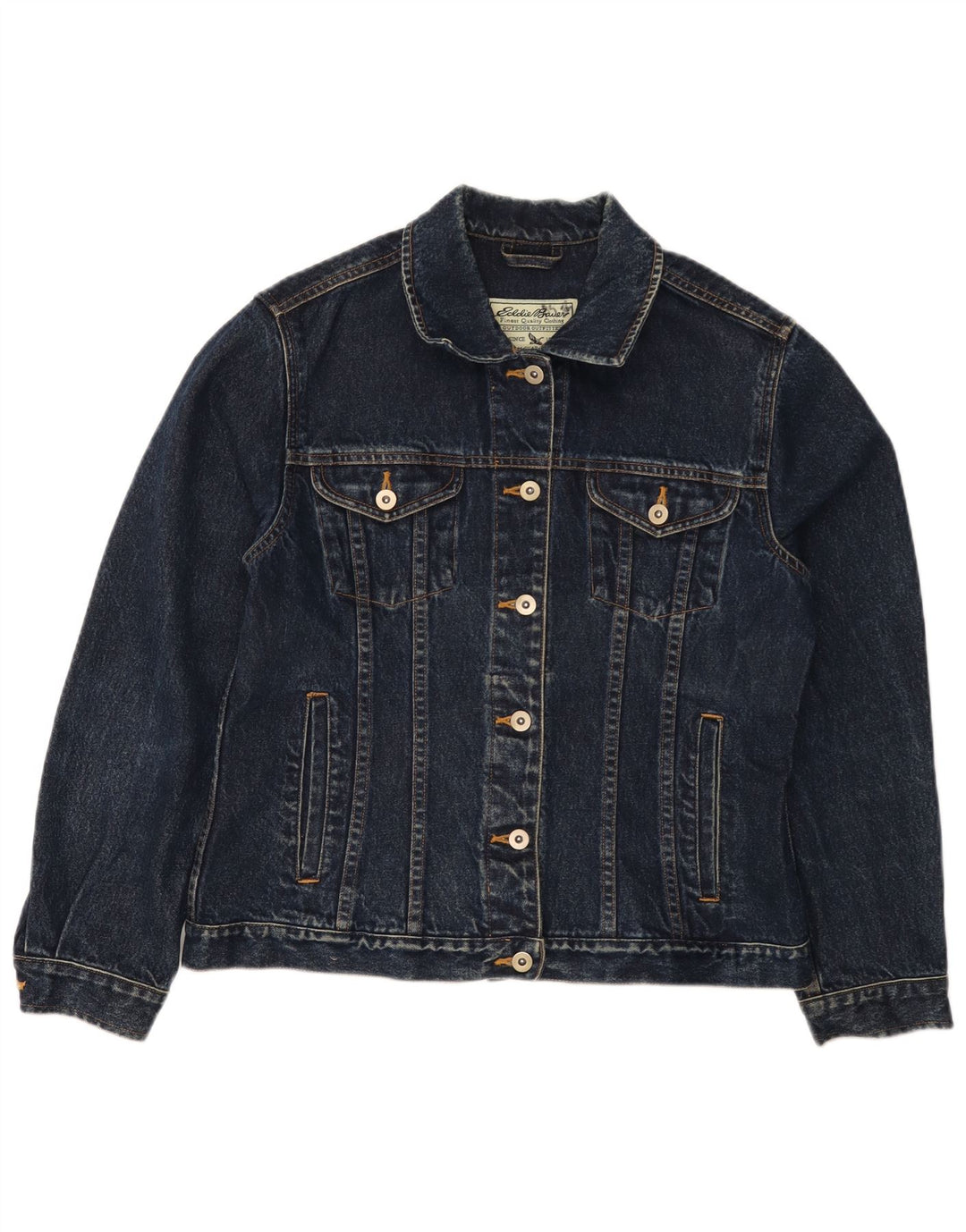 EDDIE BAUER Dame denimjakke UK 14 Medium Navyblå Bomuld