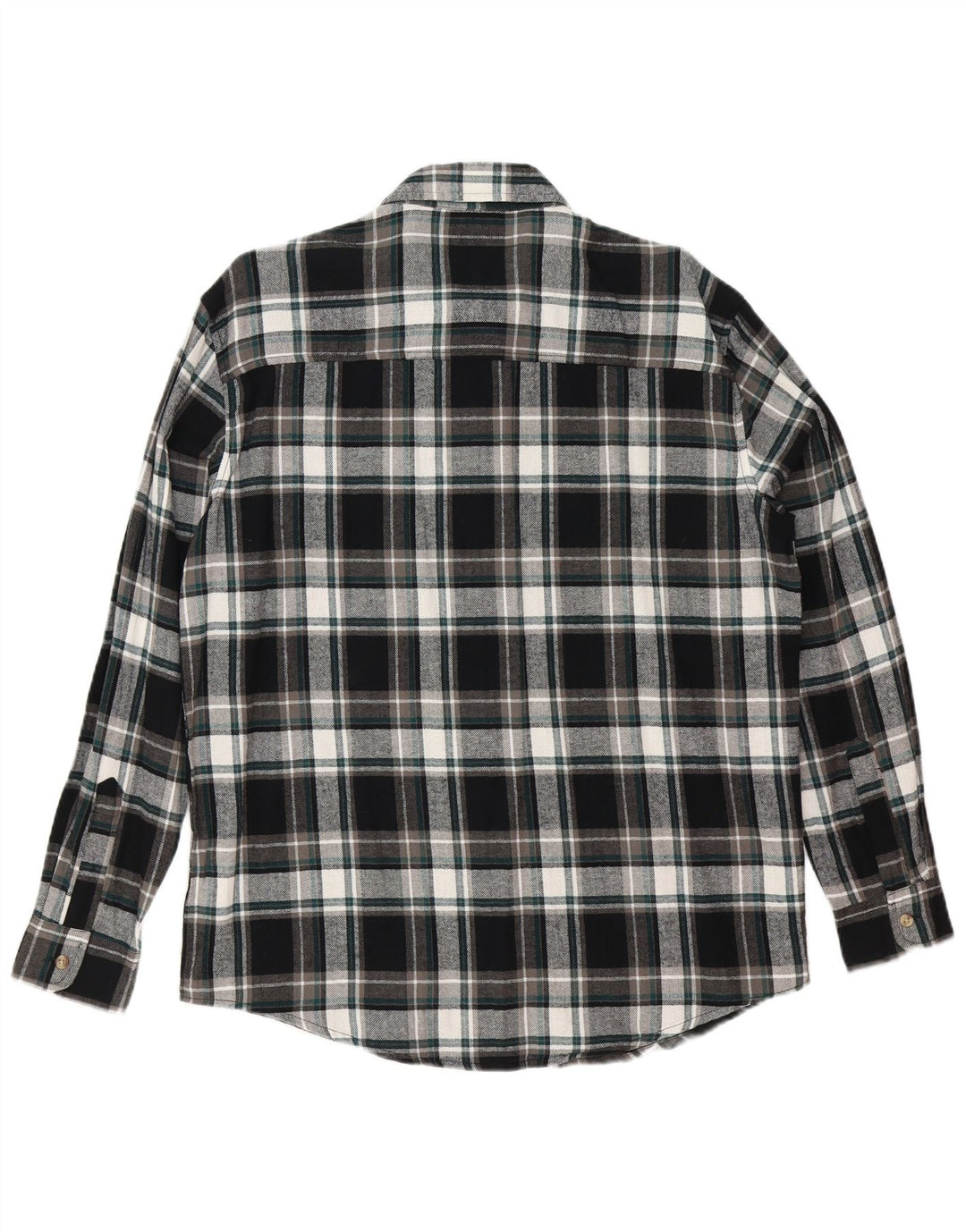 Vintage flannelskjorte til mænd, medium sort ternet bomuld