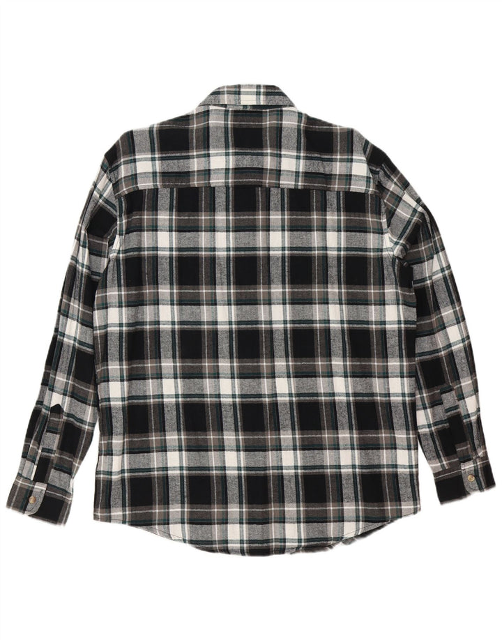 Vintage flannelskjorte til mænd, medium sort ternet bomuld