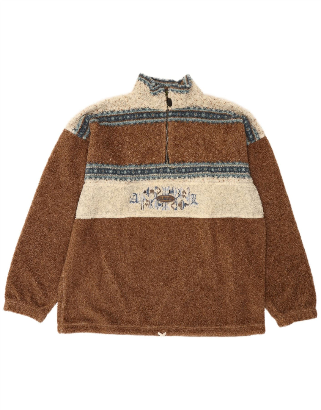 Vinci herre lynlås hals fleece jumper stor brun colourblock polyester