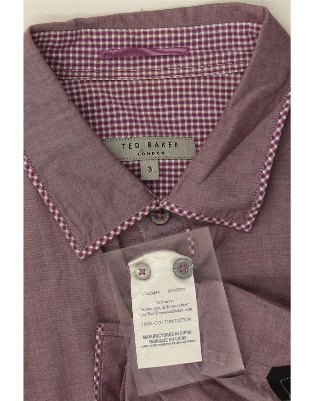 Ted Baker Herreskjorte str. 3 Medium Lilla Gingham Cotton