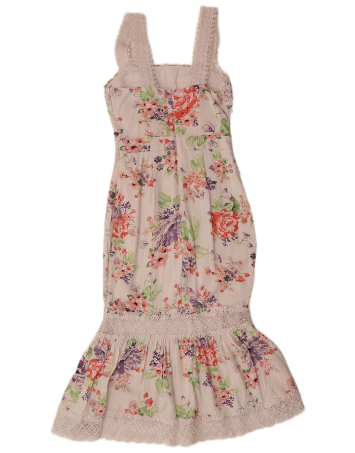 LIPSY Kvinders ærmeløs Havfruekjole UK 6 XS Hvid Blomsterviscose